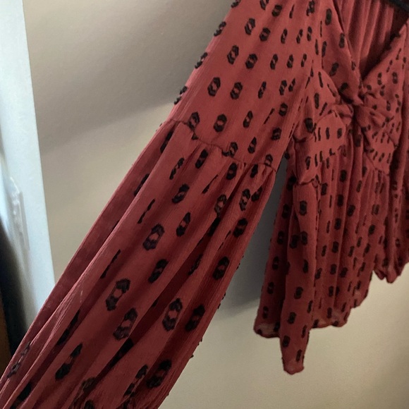 AUW Floral Rust Blouse W/Underliner XL 100% Polyester - Picture 2 of 4